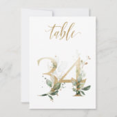 水彩緑と金ゴールドの葉、表番号34 招待状 (裏面)