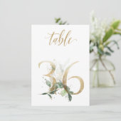 水彩緑と金ゴールドの葉、表番号36 招待状 (スタンド正面)