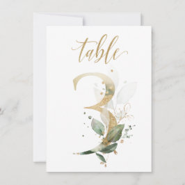 水彩緑と金ゴールドの葉、表番号3 招待状