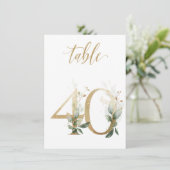 水彩緑と金ゴールドの葉、表番号40 招待状 (スタンド正面)