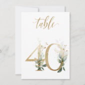 水彩緑と金ゴールドの葉、表番号40 招待状 (裏面)