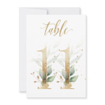 水彩緑と金ゴールドの葉、表11