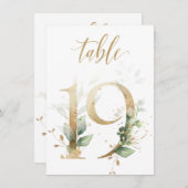 水彩緑と金ゴールドの葉、表19 招待状 (正面/裏面)