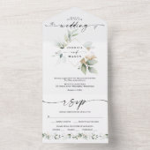 水彩緑と金ゴールドを兼ね備結婚えた オールインワン招待状 (内側)