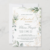 水彩緑と金ゴールドブライダルシャワー 招待状 (正面)