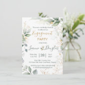 水彩緑と金ゴールド婚約パーティ 招待状 (スタンド正面)