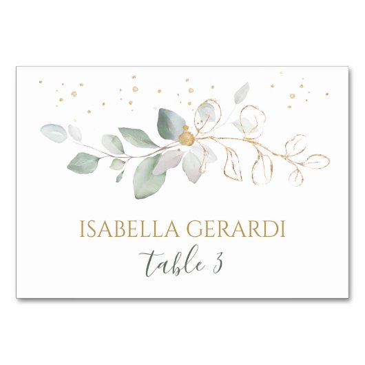水彩緑と金ゴールド座席表 テーブルナンバー (正面)