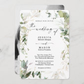 水彩緑と金ゴールド結婚式招待状 招待状 (正面/裏面)