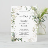 水彩緑と金ゴールド結婚式招待状 招待状 (スタンド正面)