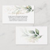 水彩緑と金ゴールド葉の披露宴 エンクロージャーカード (正面/裏面)