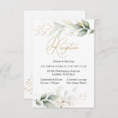 水彩緑と金ゴールド葉の披露宴 エンクロージャーカード (正面/裏面)