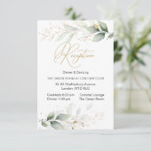 水彩緑と金ゴールド葉の披露宴 エンクロージャーカード (スタンド正面)