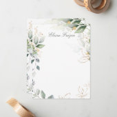 水彩緑と金ゴールド葉フラットノートカード ノートカード (正面/裏面インサイチュ)