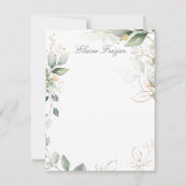 水彩緑と金ゴールド葉フラットノートカード ノートカード (裏面)