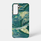水彩緑と金ゴールド SAMSUNG GALAXYケース (裏面)