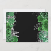 水彩緑と銀のバラ21日 招待状 (裏面)