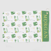 水彩緑と黄色のゴルフトーナメント ゴルフタオル (横)