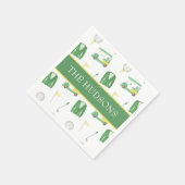 水彩緑と黄色のゴルフトーナメント スタンダードカクテルナプキン (角)