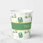 水彩緑と黄色のゴルフトーナメント 紙コップ (正面)