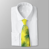 水彩緑と黄色のヤシの木のパターン ネクタイ (タイ)