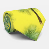 水彩緑と黄色のヤシの木のパターン ネクタイ (ロール)