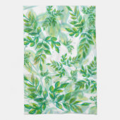 水彩緑と黄葉色 キッチンタオル (縦)