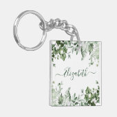 水彩緑のアイビーセージシダAcrylic キーホルダー (正面左)