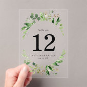 水彩緑のアクリル結婚製のテーブル番号 アクリル招待状 (インサイチュ (ポータブル))