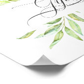 水彩緑のウェディングギフトサイン ポスター (角)