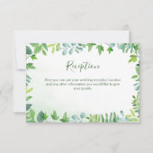水彩緑のウェディングレセプションカード 招待状 (正面)