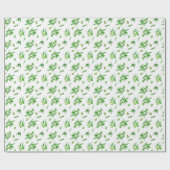 水彩緑のオリーブの枝葉 ラッピングペーパー (フラット)