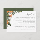 水彩緑のオレンジ色の花葉の詳細 招待状 (正面/裏面)