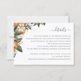 水彩緑のオレンジ色の花葉の詳細 招待状