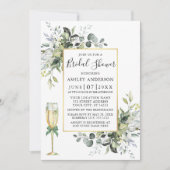水彩緑のガラスセージ緑のシャワー 招待状 (正面)