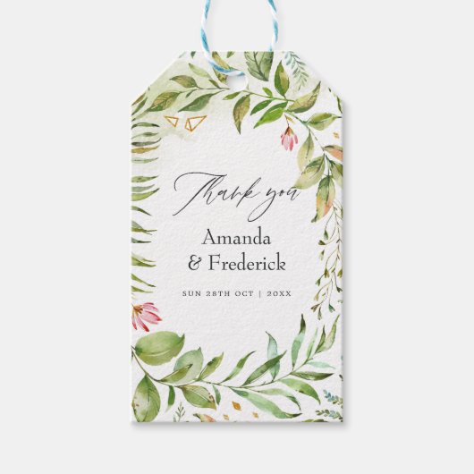 水彩緑のクリスタル結婚ズ ギフトタグ (正面)