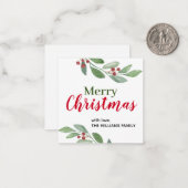水彩緑のクリスマスカード ノートカード (正面/裏面インサイチュ)