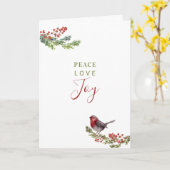 水彩緑のクリスマスホリデーカード カード (黄色い花)