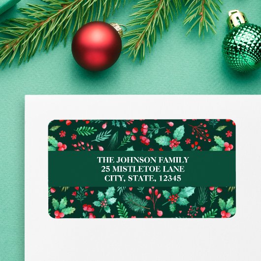 水彩緑のクリスマス ラベル