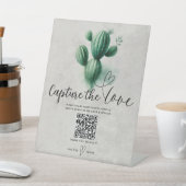 水彩緑のサボテン結婚の愛を捉える 台座サイン (インサイチュ)