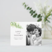 水彩緑のシダ。植物の結婚式のお礼 ポストカード (スタンド正面)