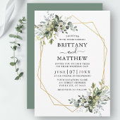 水彩緑のジオフレームセージ緑 招待状