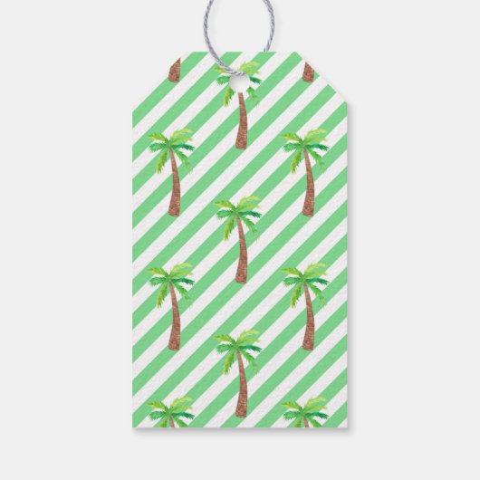 水彩緑のストライプヤシの木 ギフトタグ (裏面)