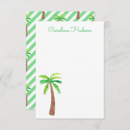 水彩緑のストライプヤシの木 サンキューカード