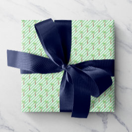 水彩緑のストライプヤシの木 ラッピングペーパー