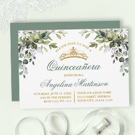 水彩緑のセージ緑キンセアニェラパーティー 招待状