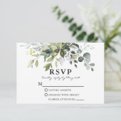 水彩緑のセージ緑結婚色 出欠カード (スタンド正面)