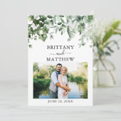 水彩緑のツタのシダのセージ緑の写真 セーブザデート (スタンド正面)