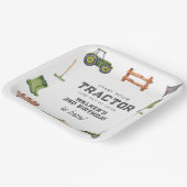 水彩緑のトラクターフォトボーイ誕生日 ペーパープレート (傾斜あり)