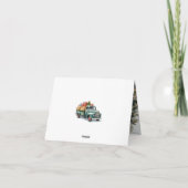 水彩緑のトラック写真メリークリスマス シーズンカード (裏面)