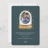 水彩緑のドア雪のグローブ新しいホームフォト シーズンカード (裏面)